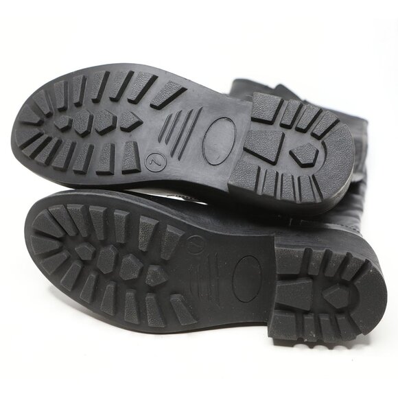 Mossimo Supply Co. Black Vegan Faux Leather Moto Biker Boots  Knee High Zippers - Picture 5 of 15